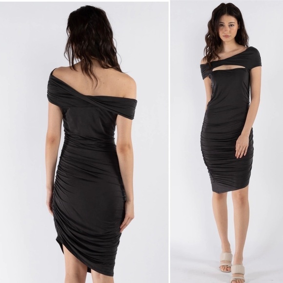 Jonathan Simkhai Standard Dress NWT Divya Slinky Jersey Cap Sleeve Twist dress - Picture 2 of 6